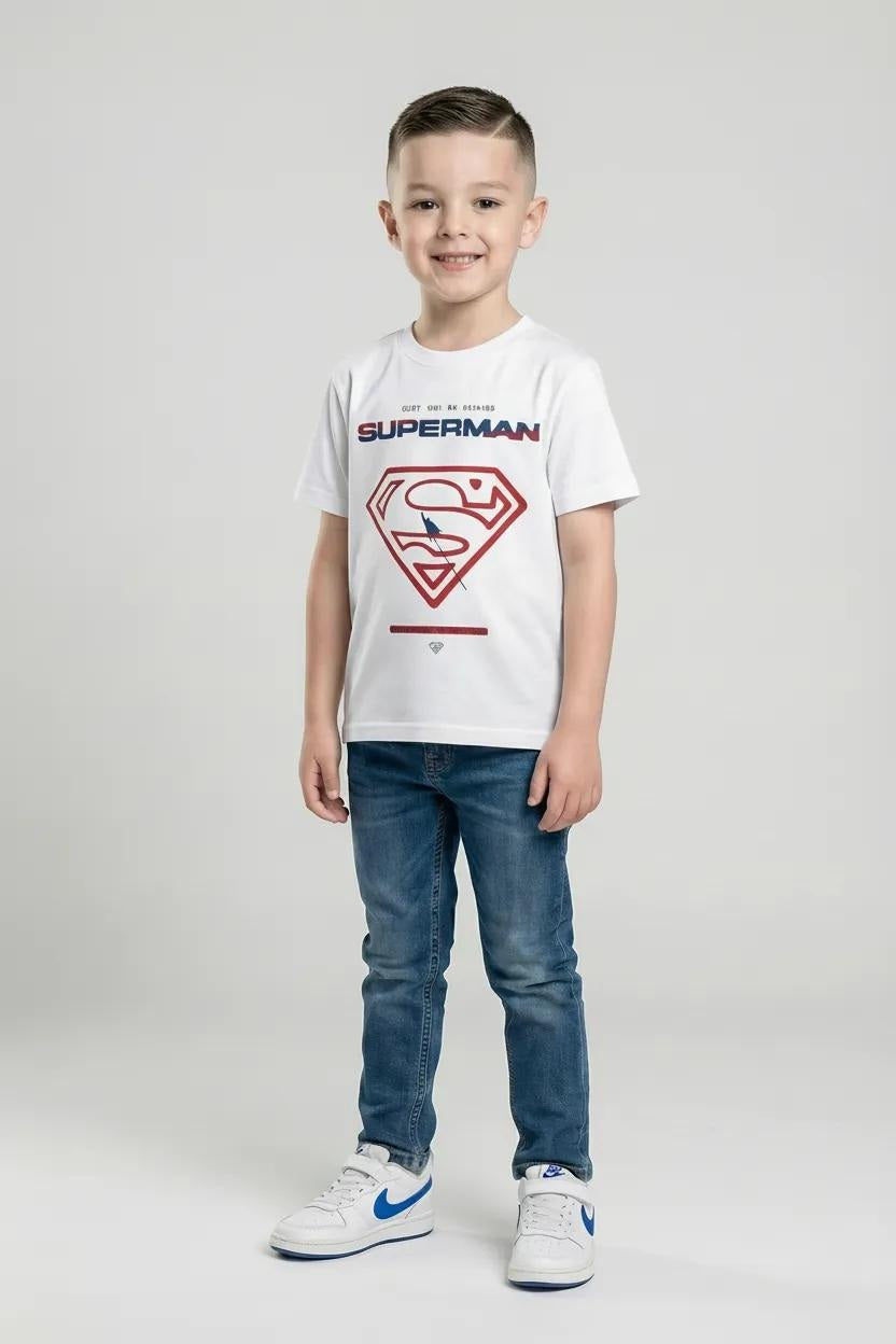 Boy Off White Printed Round Neck T-Shirt