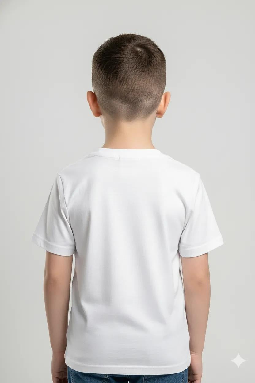 Boy Off White Printed Round Neck T-Shirt
