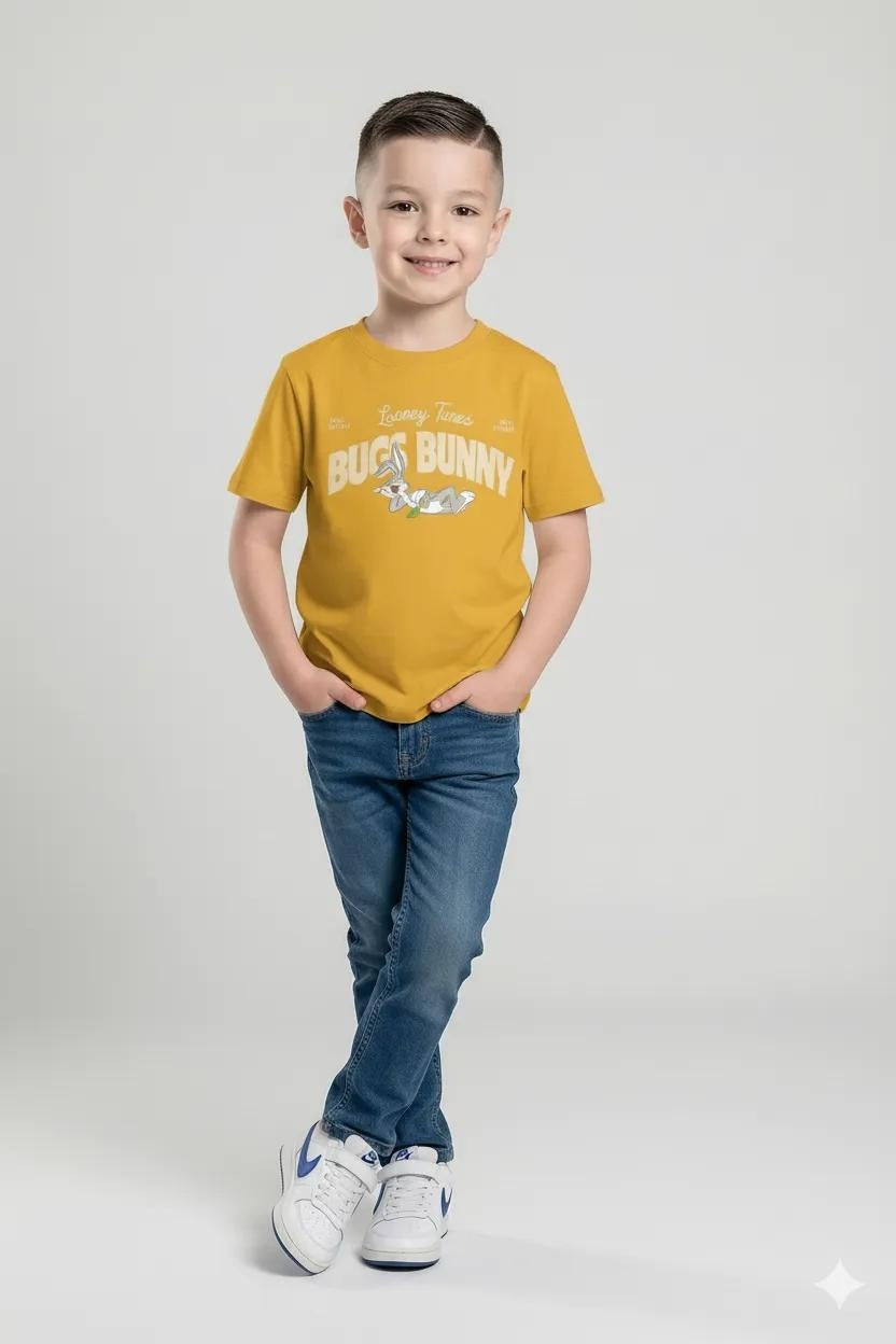 Octave Boys Mustard Printed T-shirt