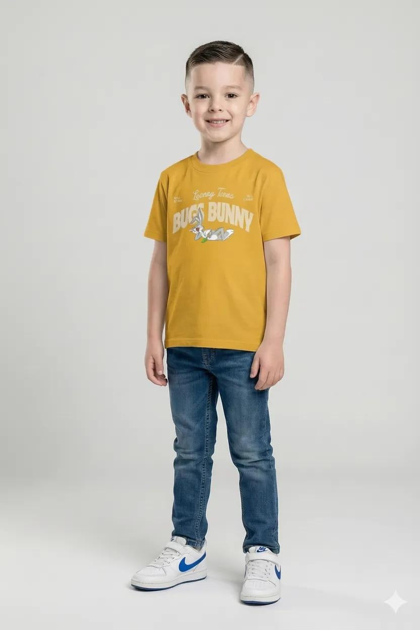 Octave Boys Mustard Printed T-shirt