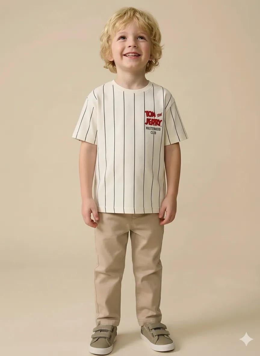 Octave Boys Cream Graphic Printed Tshirt