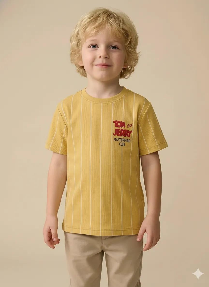 Octave Boys Mustard Printed T-shirt
