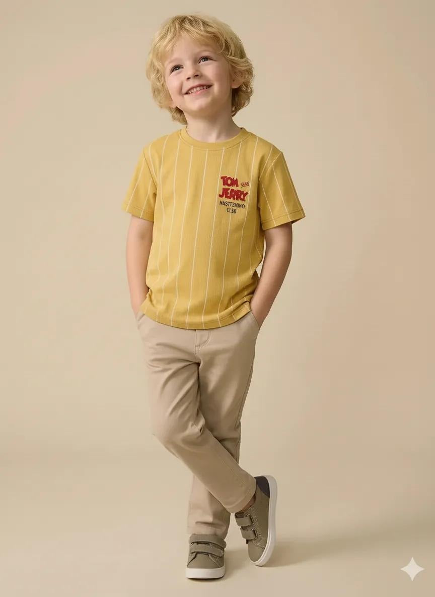 Octave Boys Mustard Printed T-shirt