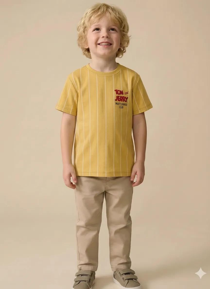 Octave Boys Mustard Printed T-shirt