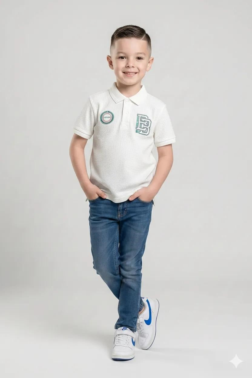 Boys Printed Polo Collar T-shirt