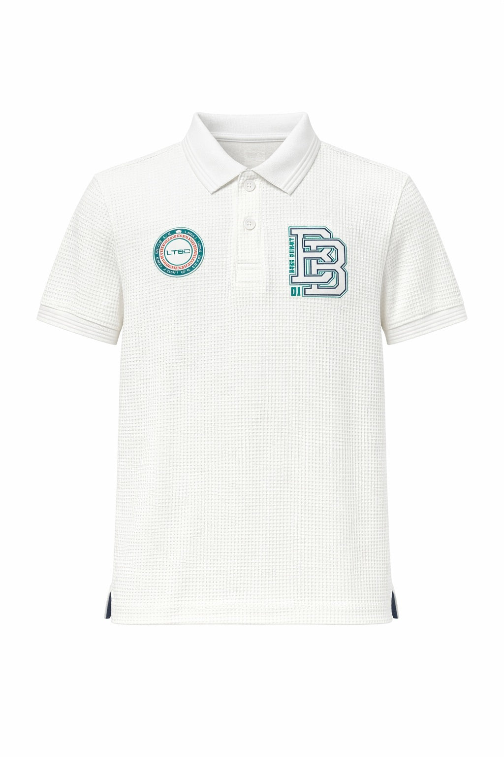 Boy Off White Printed Polo Neck T-Shirt