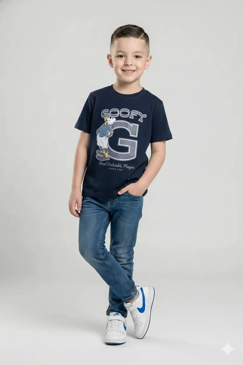 Boy Navy Round Neck T-Shirt