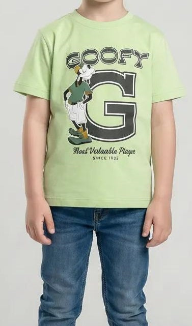 Boys Neon Green Goofy Printed T-shirt