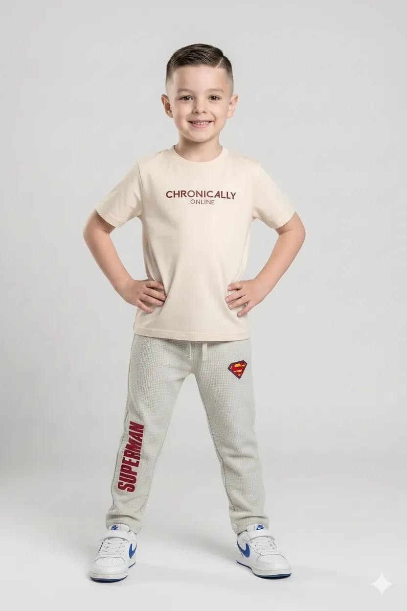 Boys Pristine Regular Fit Typography Printed Cotton Joggers