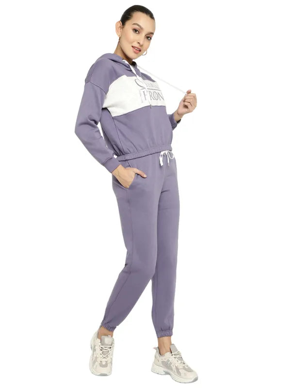 Mettle Women Colourblocked Fleece Cotton Tracksuit