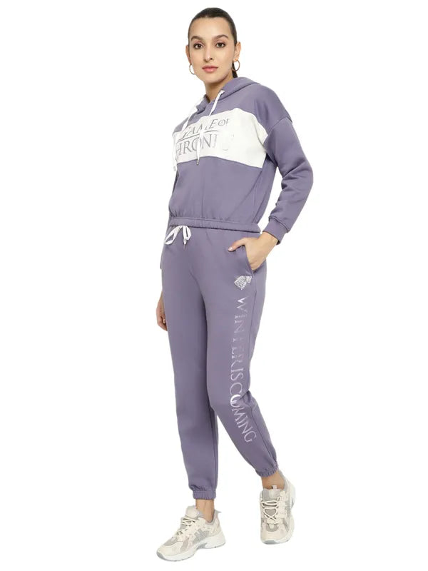 Mettle Women Colourblocked Fleece Cotton Tracksuit