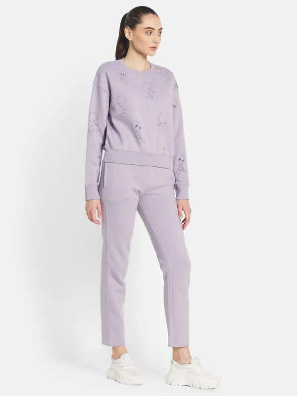 Mettle Women Purple Printed Tracksuits