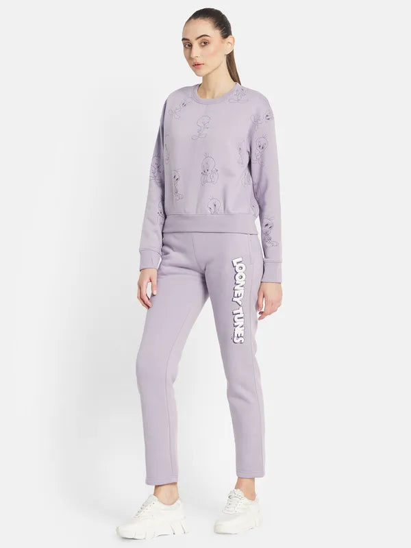 Mettle Women Purple Printed Tracksuits