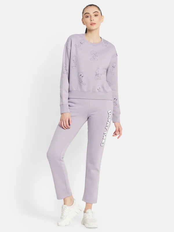 Mettle Women Purple Printed Tracksuits