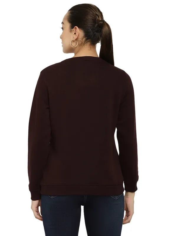 Mettle Women Maroon Printed Sweatshirt