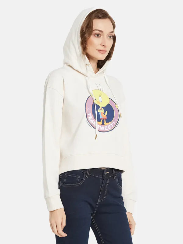 Women Printed Hooded Sweatshirt