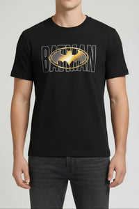 Men Black Batman Printed T-shirt