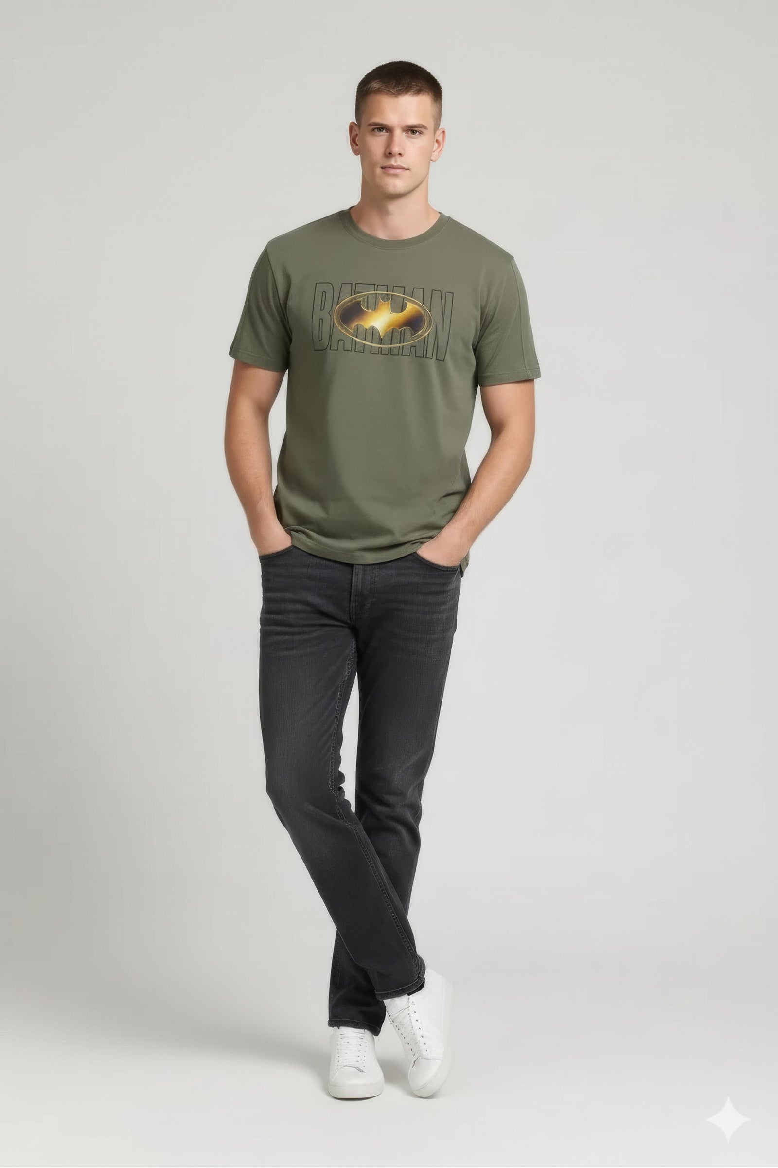 Men Olive Batman Printed T-shirt