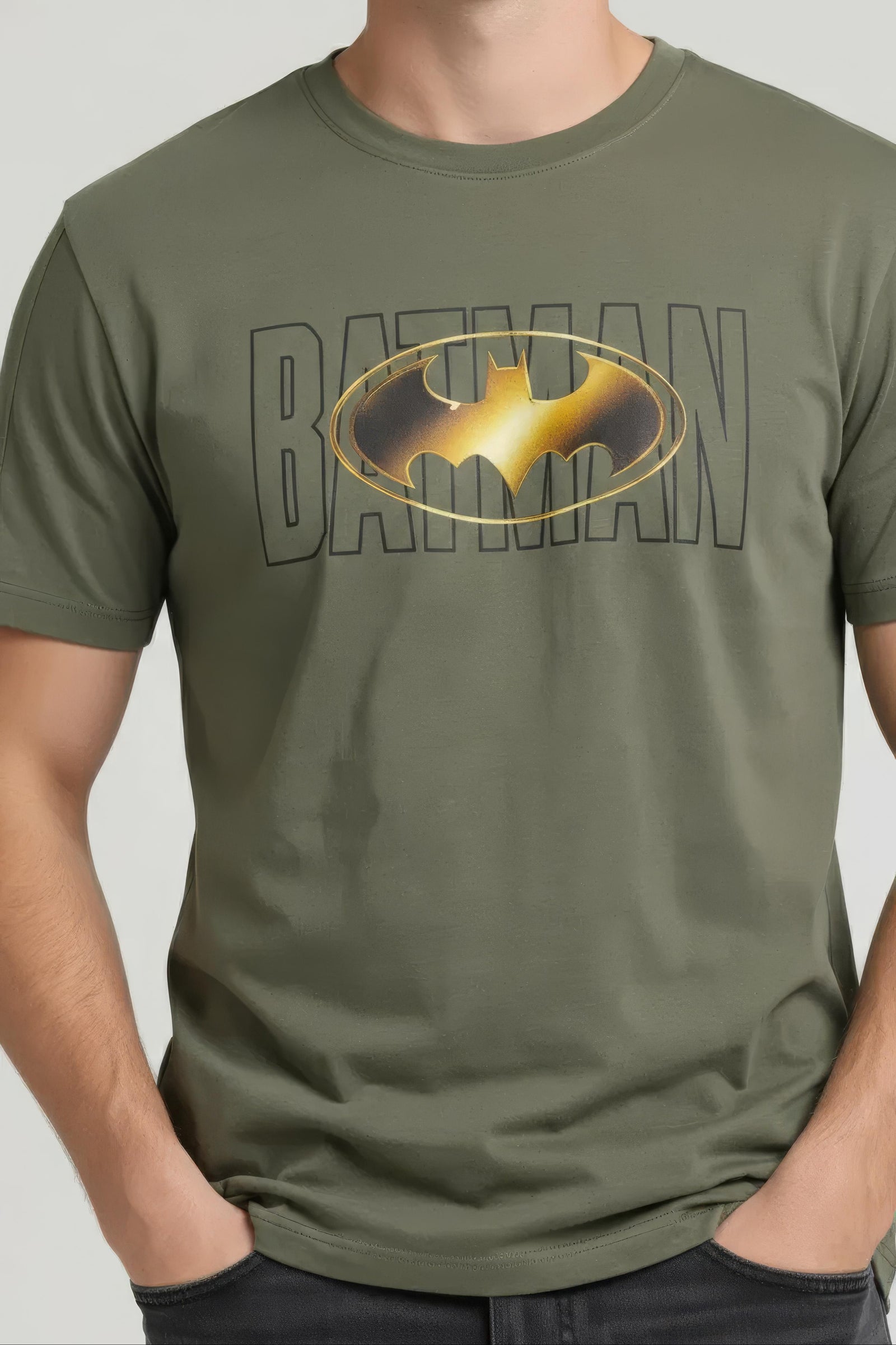 Men Olive Batman Printed T-shirt