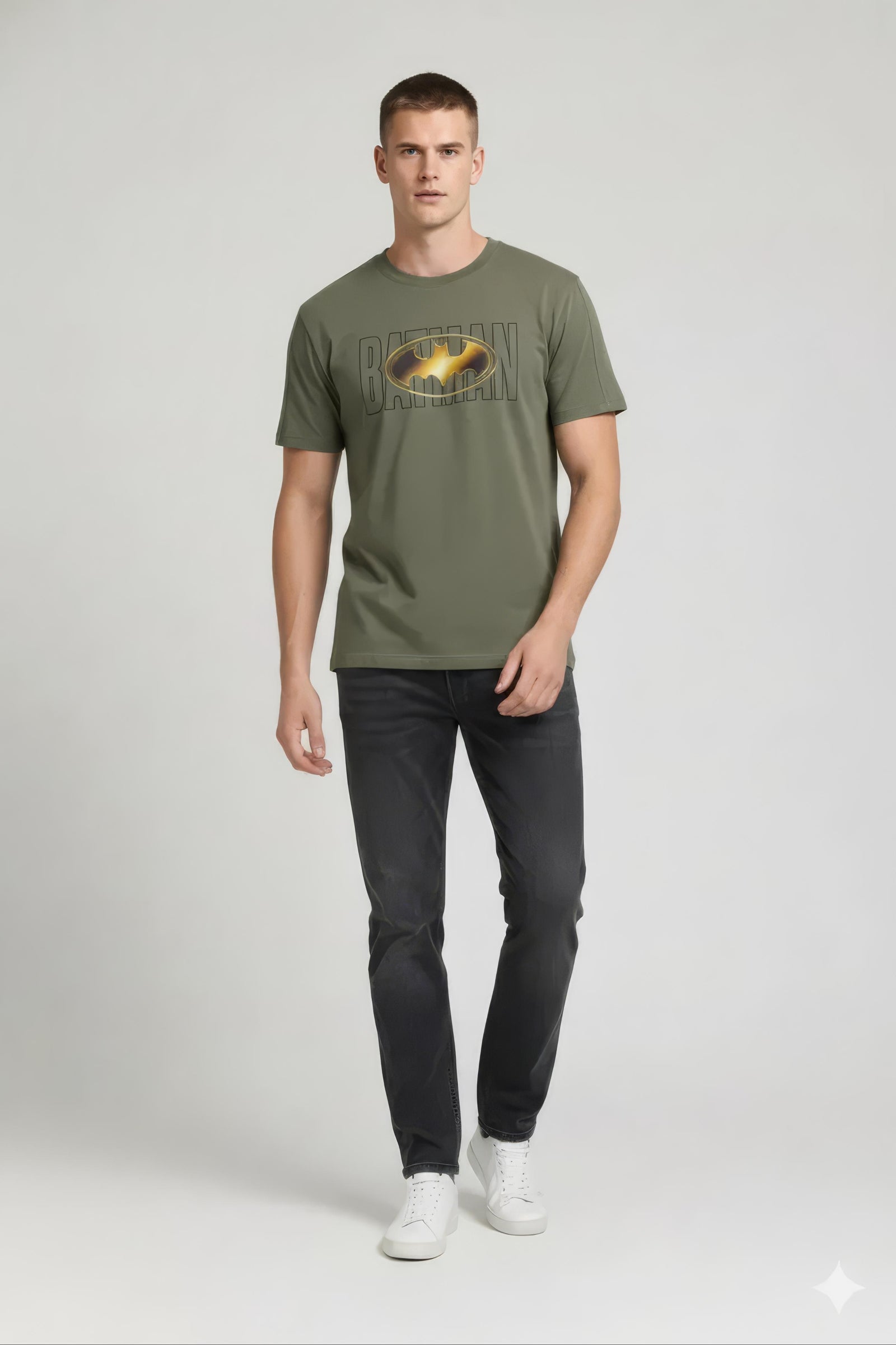 Men Olive Batman Printed T-shirt