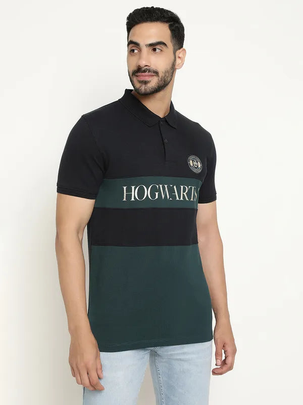 Colour Block Printed Polo T-Shirt