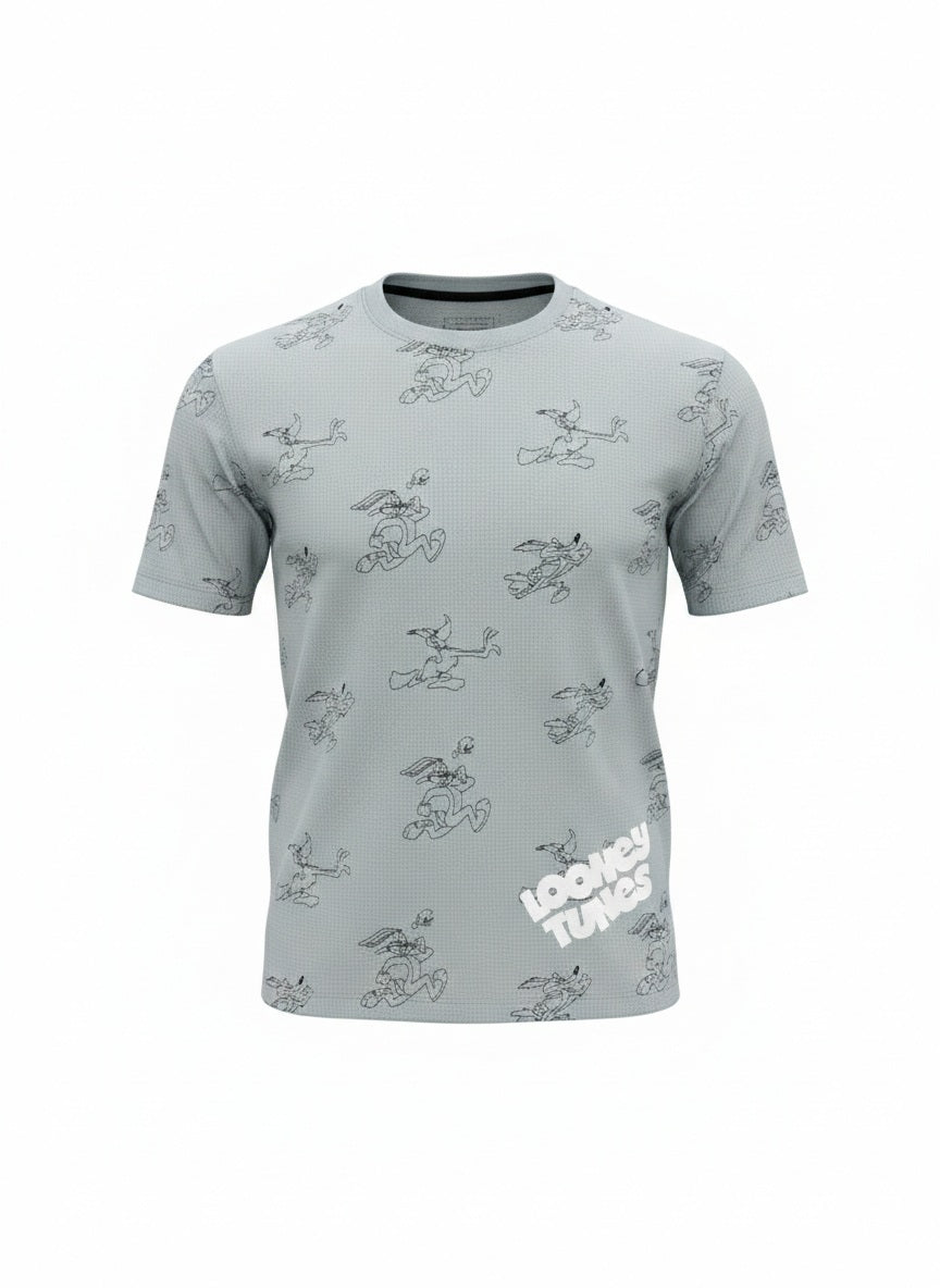Men Pearl Blue Looney Tunes Printed T-shirt
