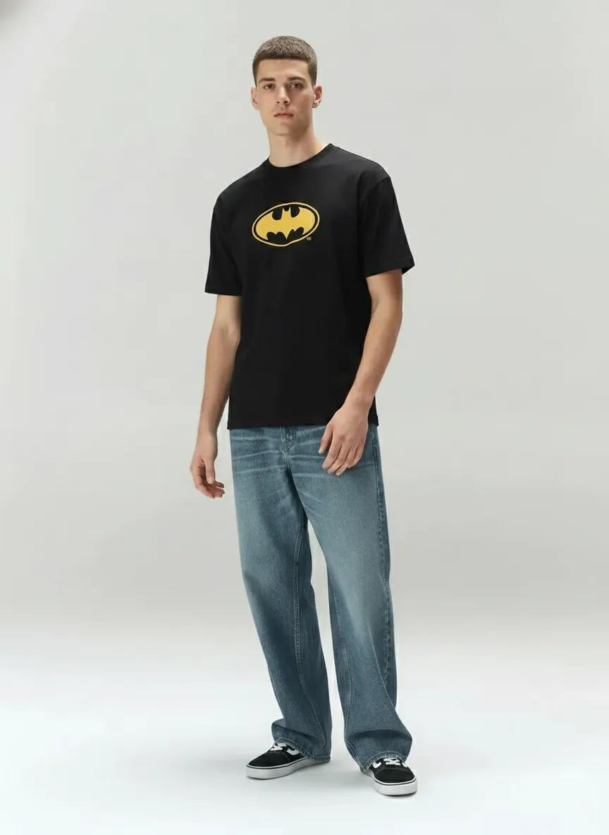 Men Black Batman Printed T-shirt