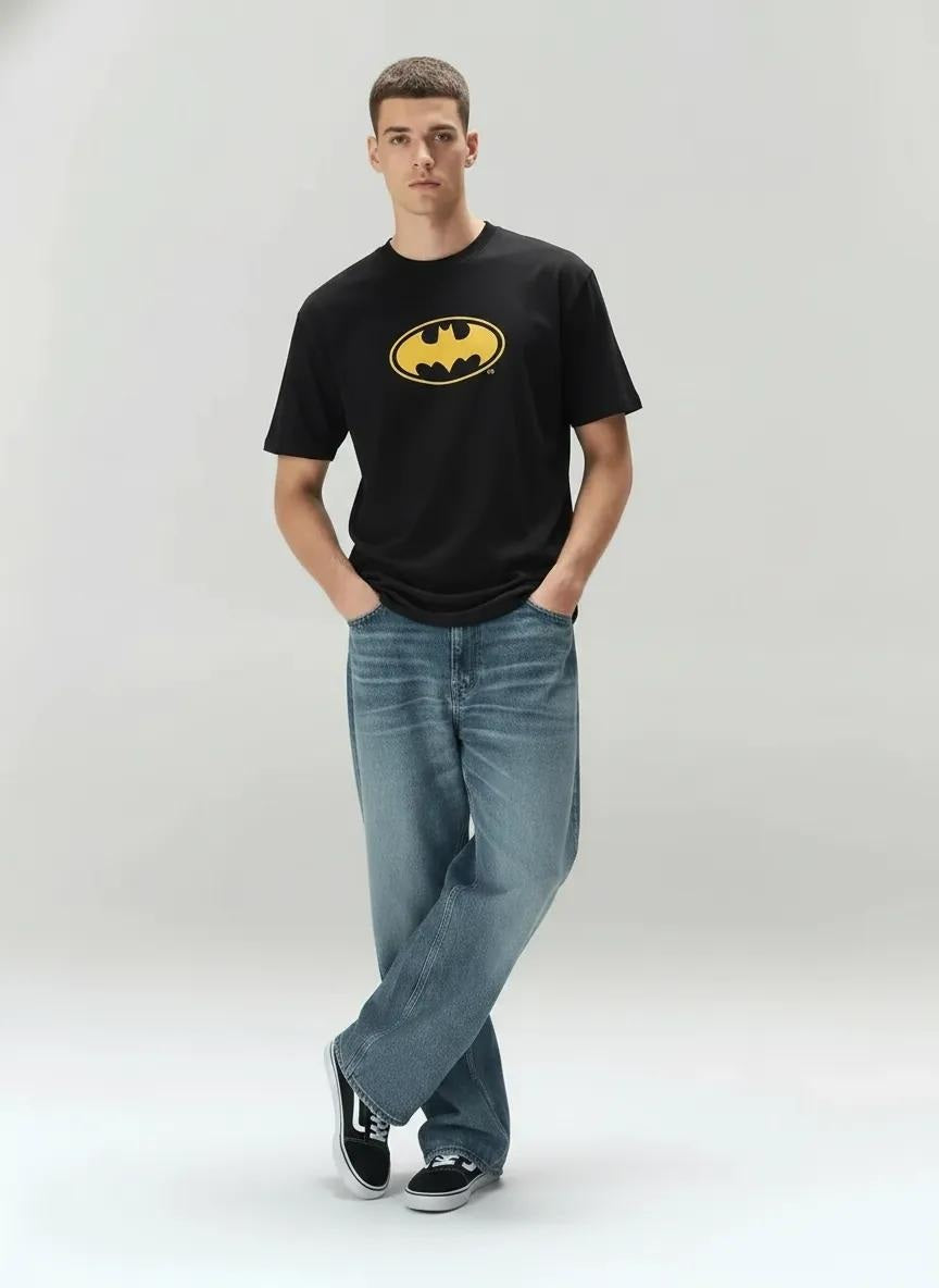 Men Black Batman Printed T-shirt