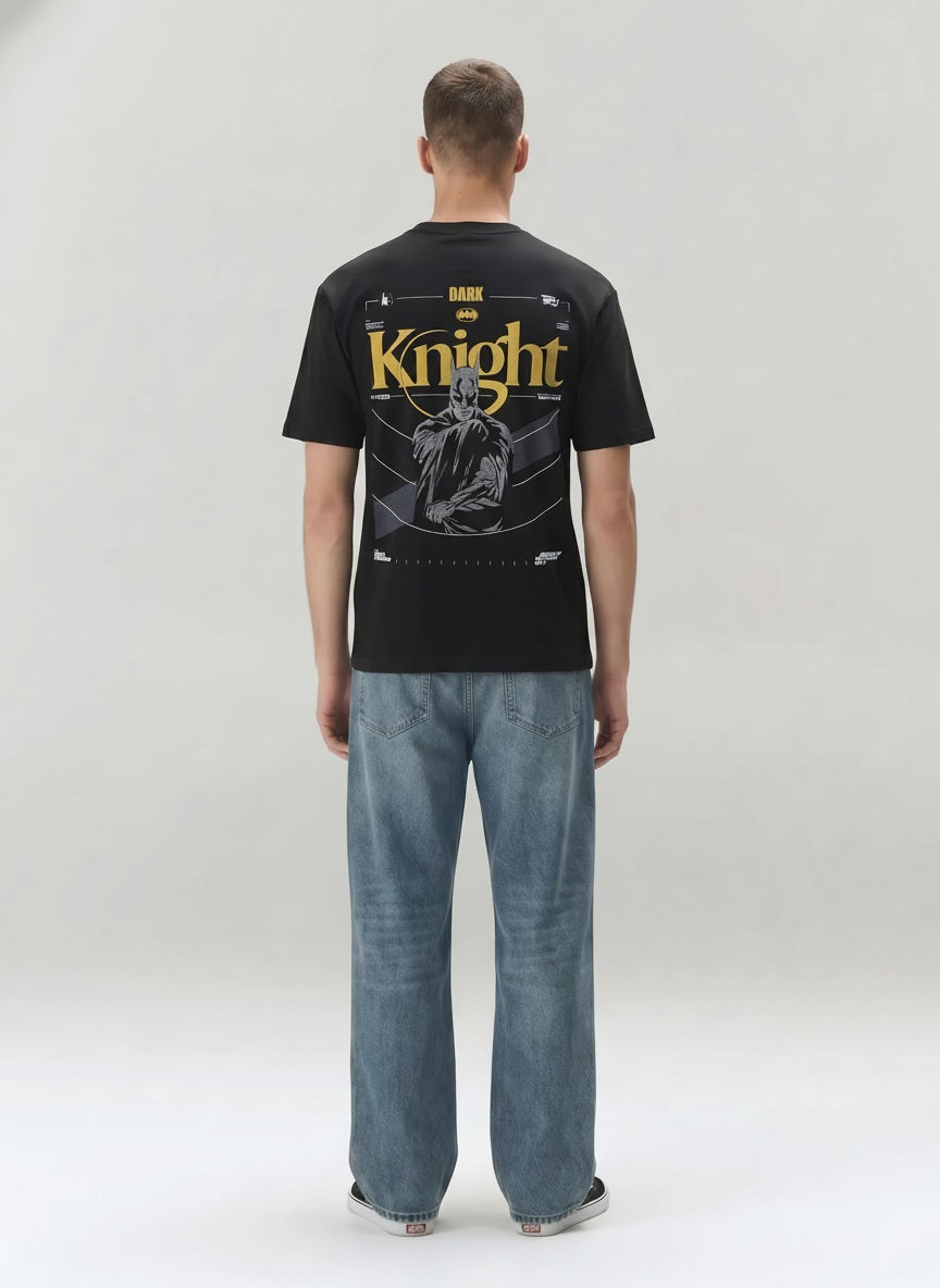 Men Black Batman Printed T-shirt