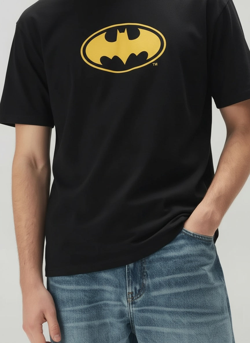 Men Black Batman Printed T-shirt