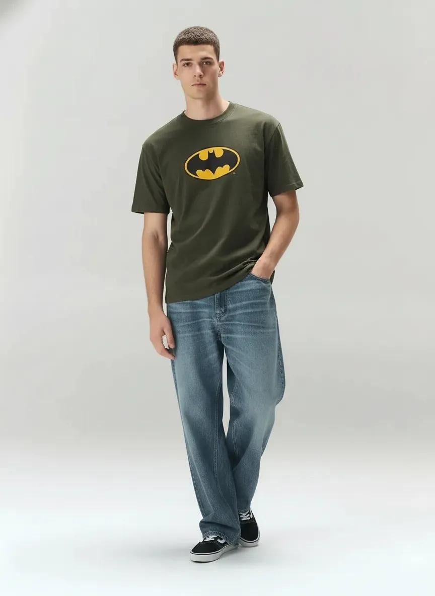 Men Four Leaf Batman Printed T-shirt