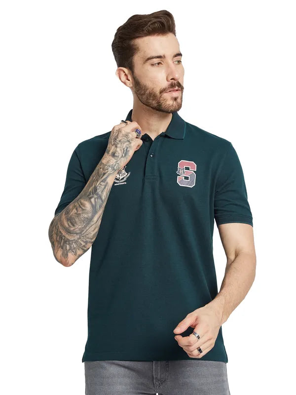 Octave Men Polo Collar Applique T-Shirt