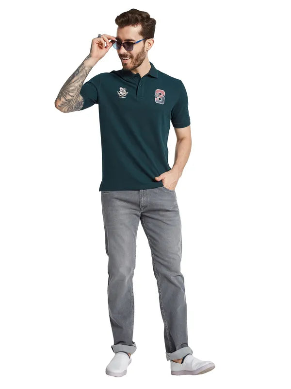 Octave Men Polo Collar Applique T-Shirt