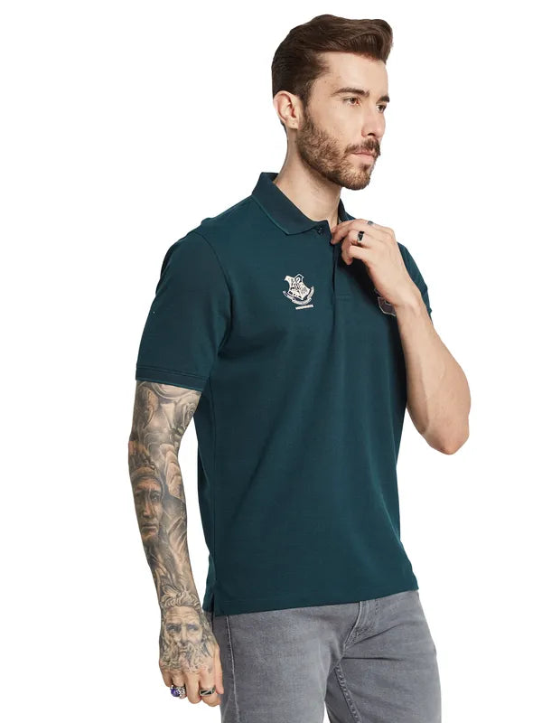 Octave Men Polo Collar Applique T-Shirt