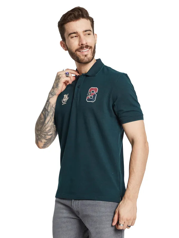 Octave Men Polo Collar Applique T-Shirt