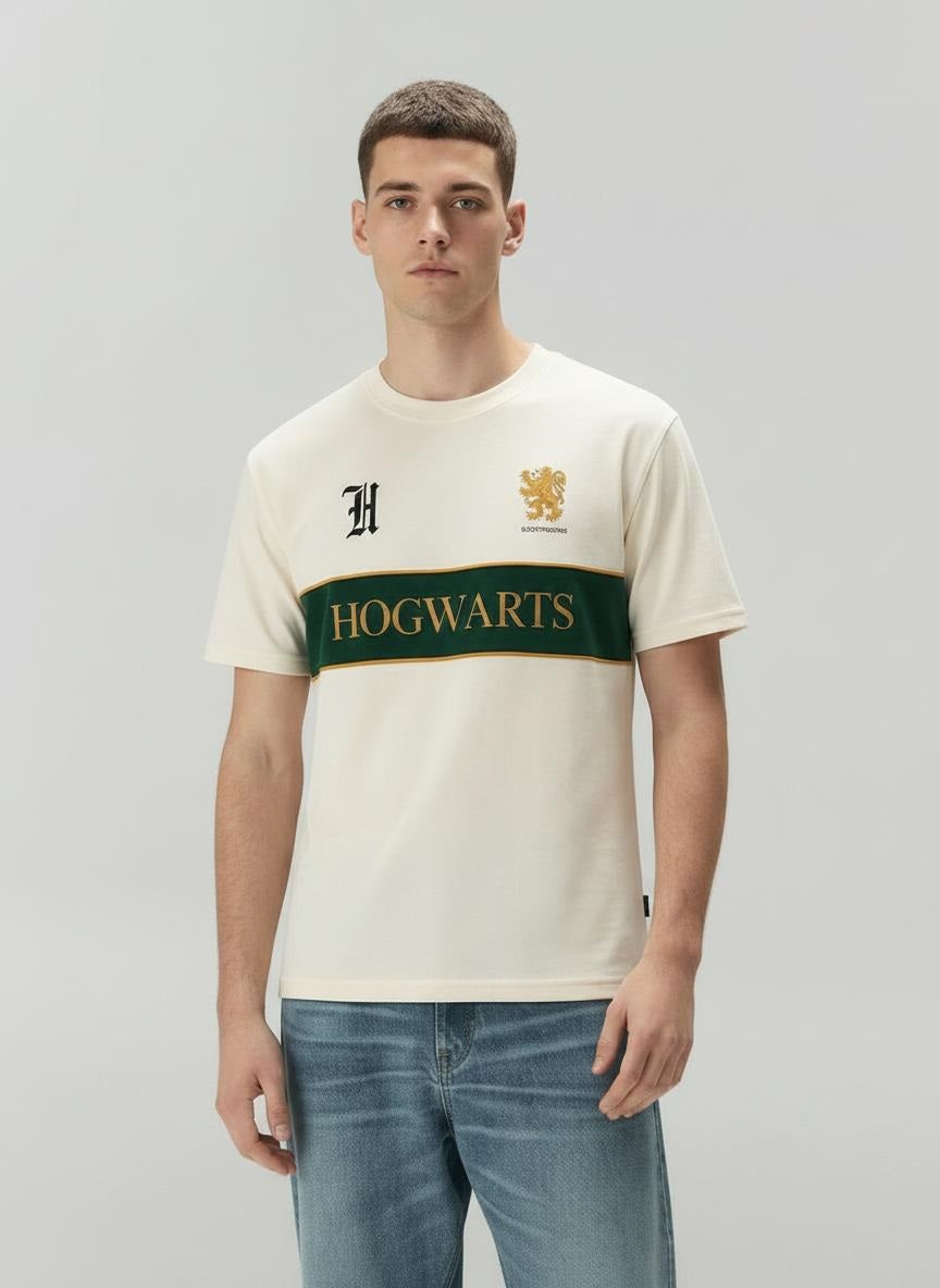 Men Off White Brand Logo Colourblocked T-shirt