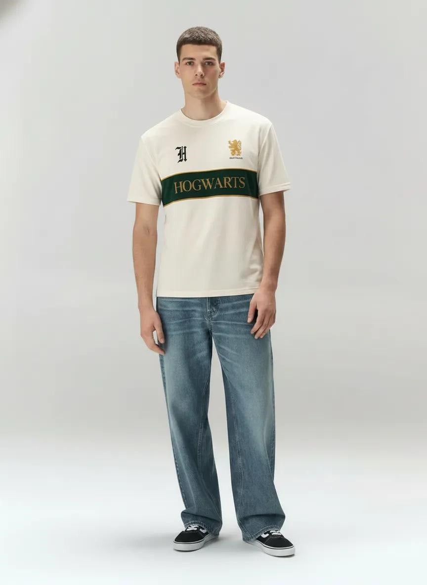 Men Off White Brand Logo Colourblocked T-shirt