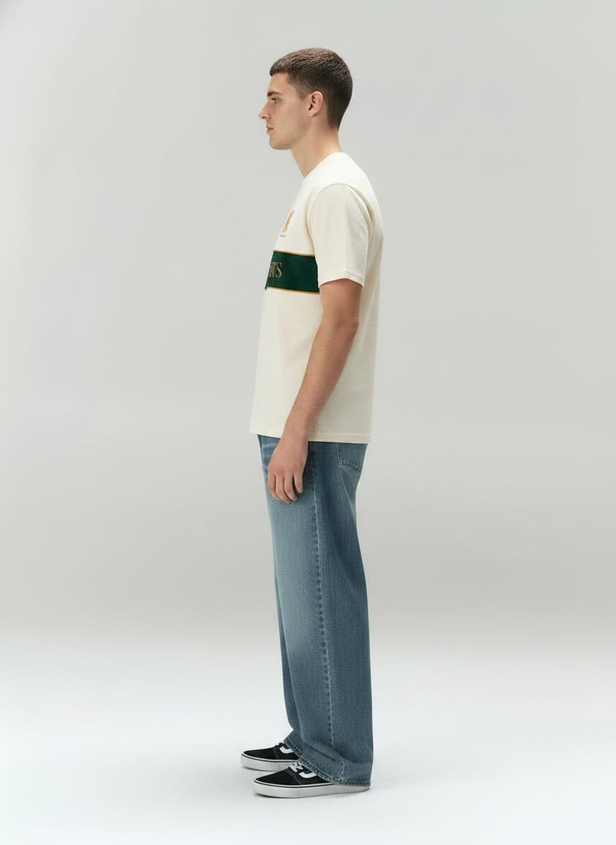 Men Off White Brand Logo Colourblocked T-shirt