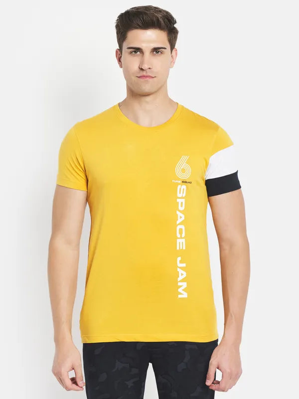 Octave Men Yellow Typography Printed T-Shirt