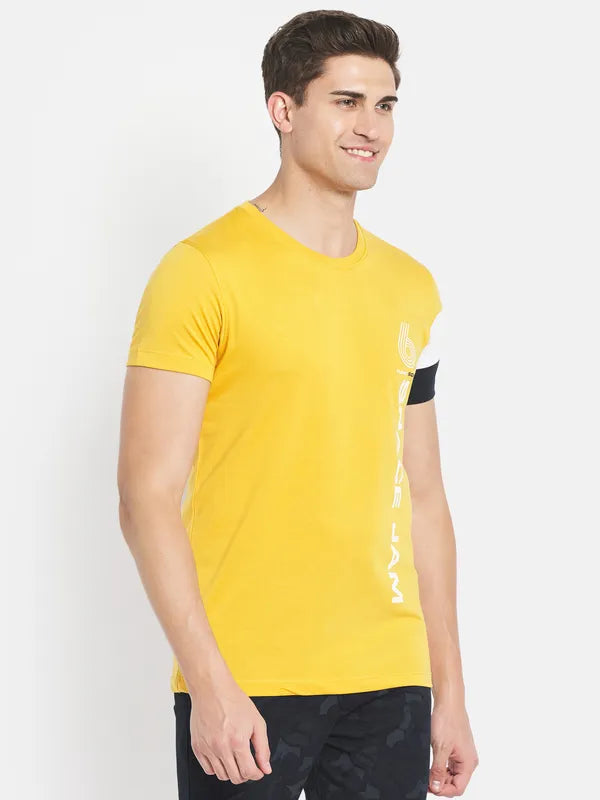 Octave Men Yellow Typography Printed T-Shirt