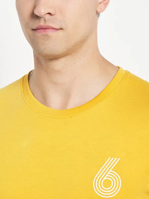 Octave Men Yellow Typography Printed T-Shirt