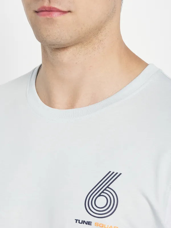 Octave Men Grey Typography Printed Applique T-Shirt