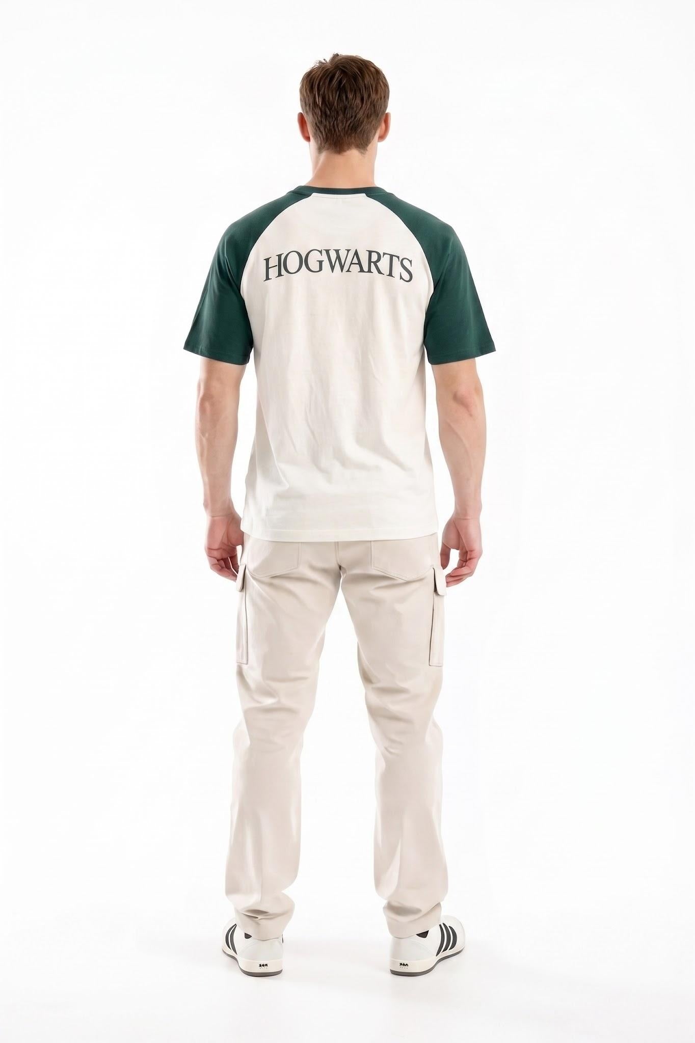 Men Bottle Green Brand Logo Colourblocked T-shirt