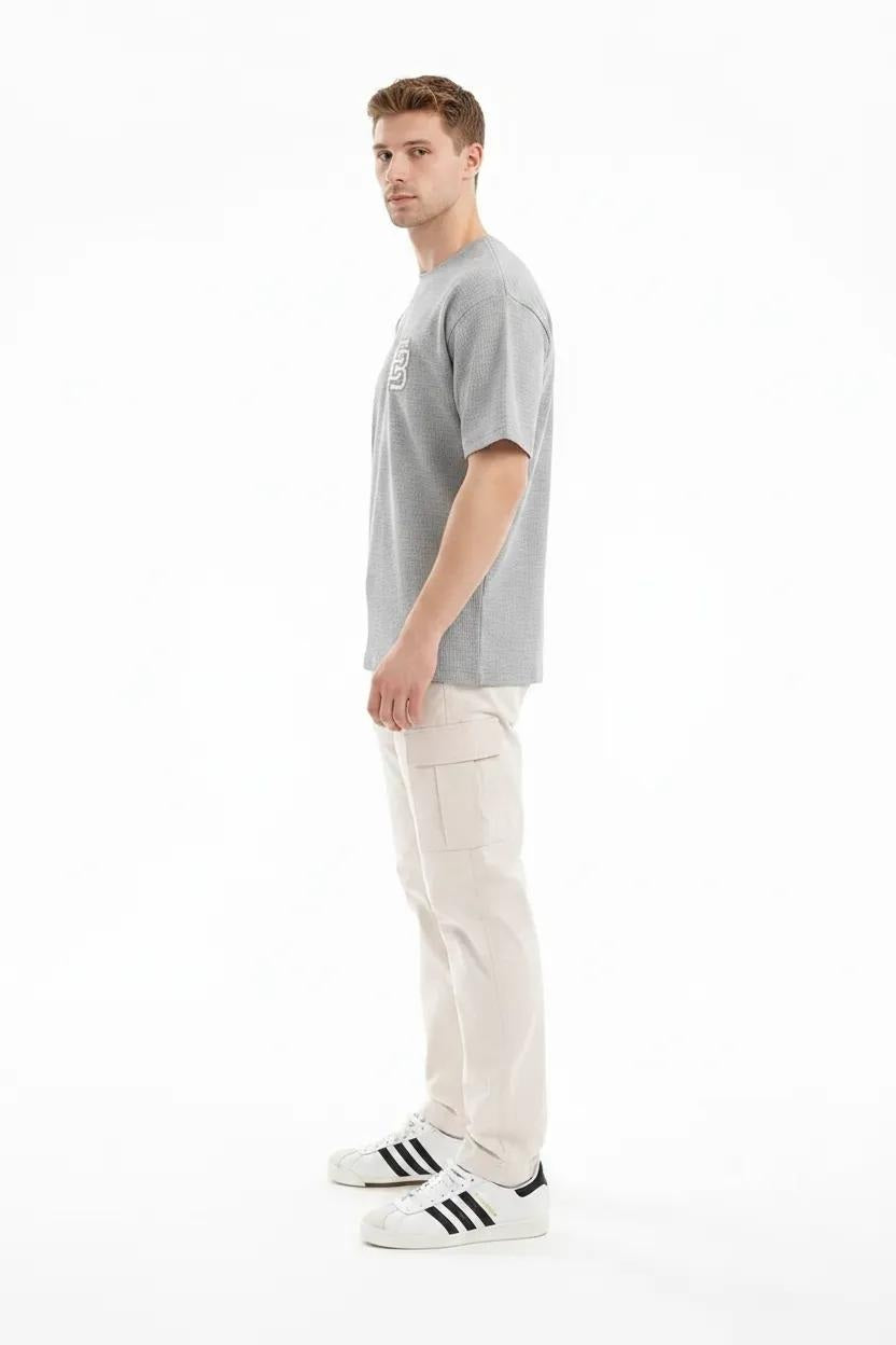 Men Grey Melange Brand Logo T-shirt