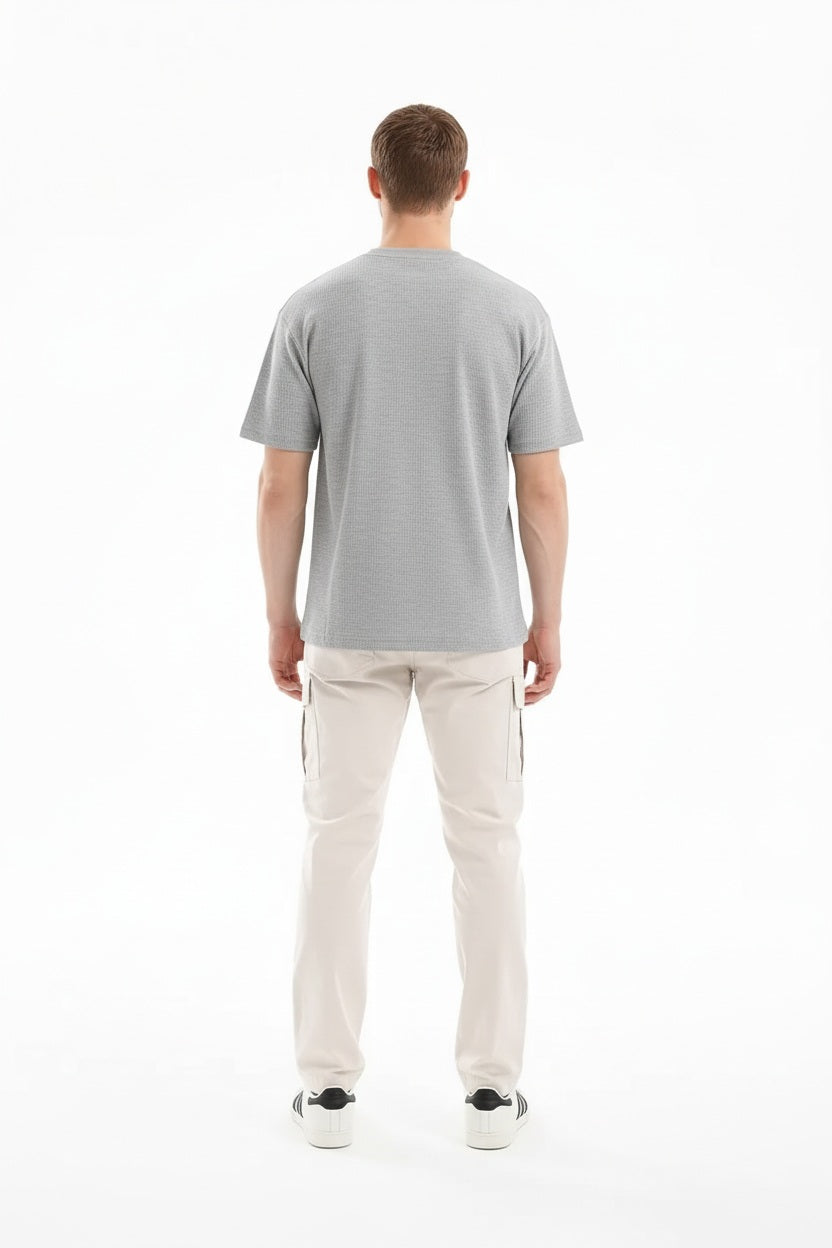 Men Grey Melange Brand Logo T-shirt