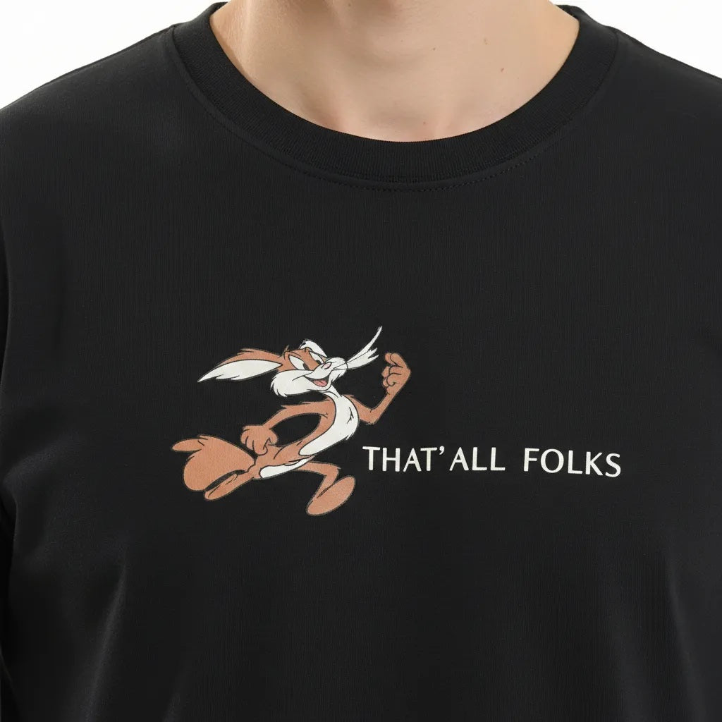 Men Black Looney Tunes Printed T-shirt