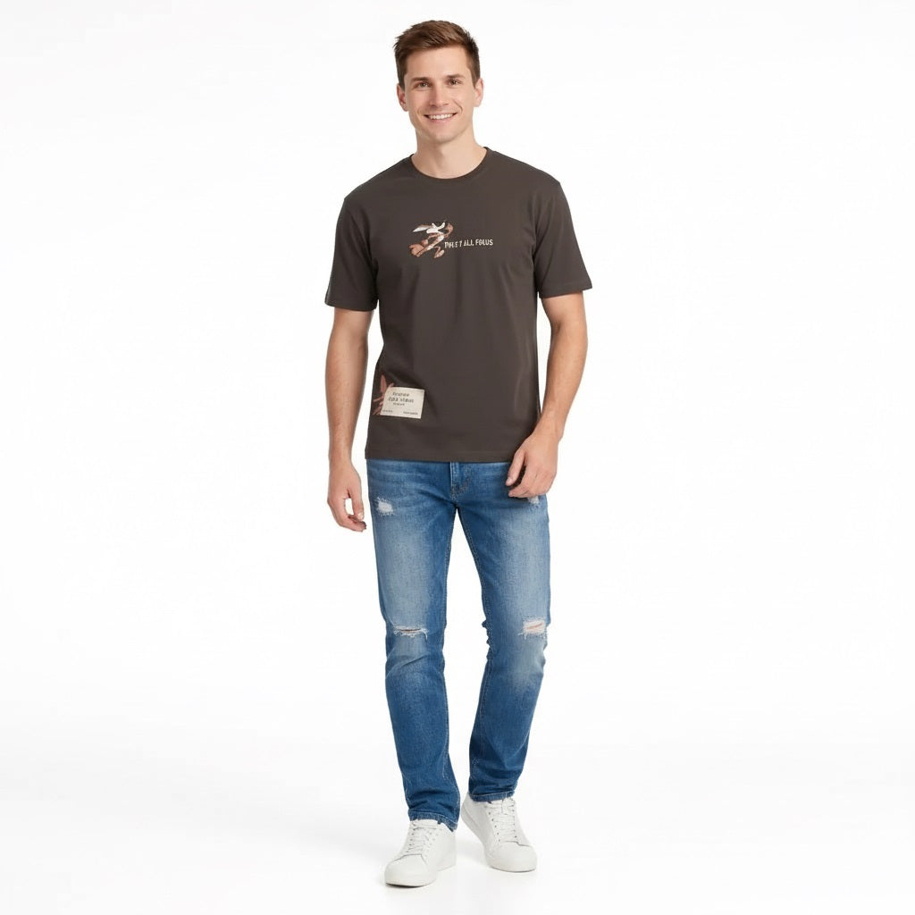 Men Coffee Looney Tunes Printed T-shirt