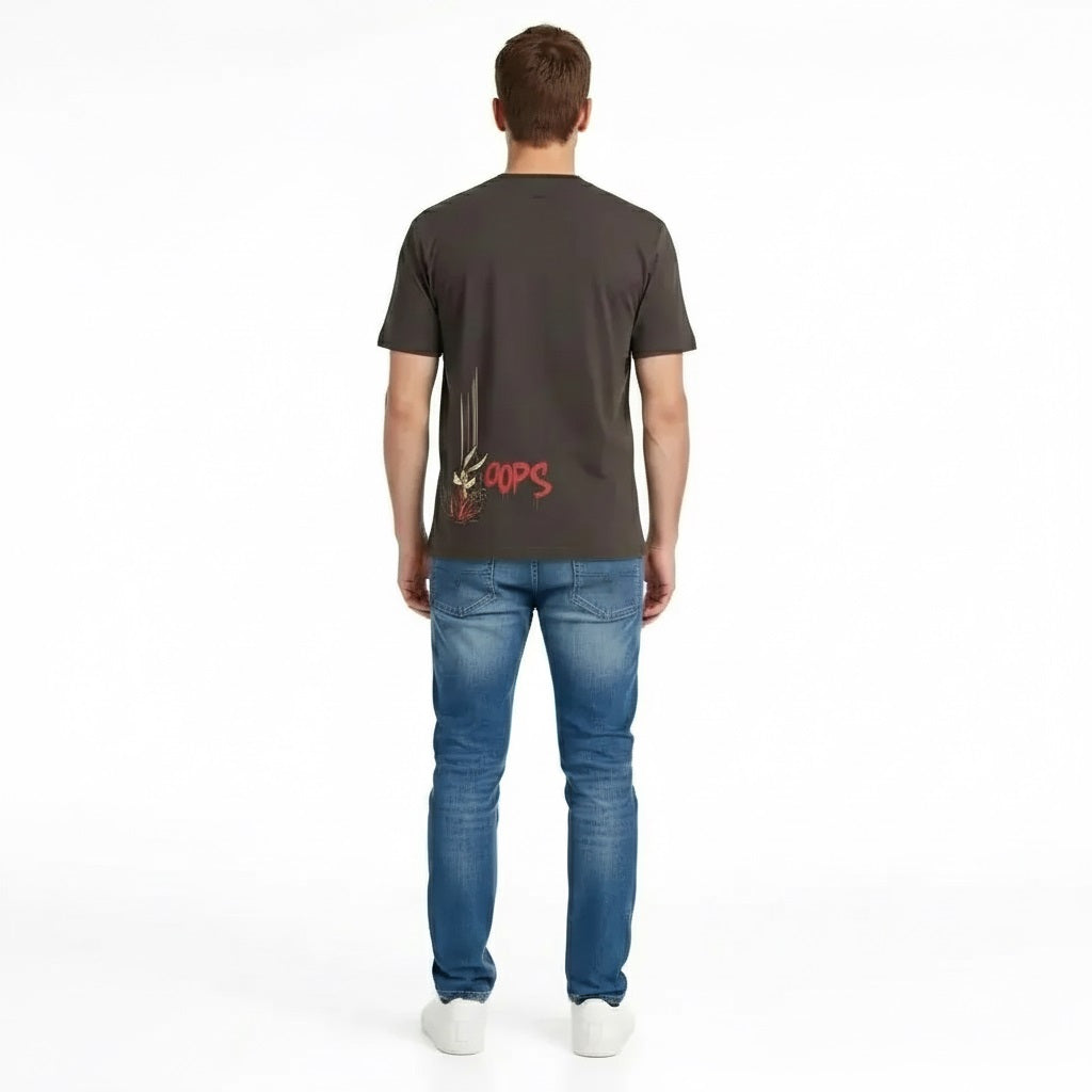 Men Coffee Looney Tunes Printed T-shirt