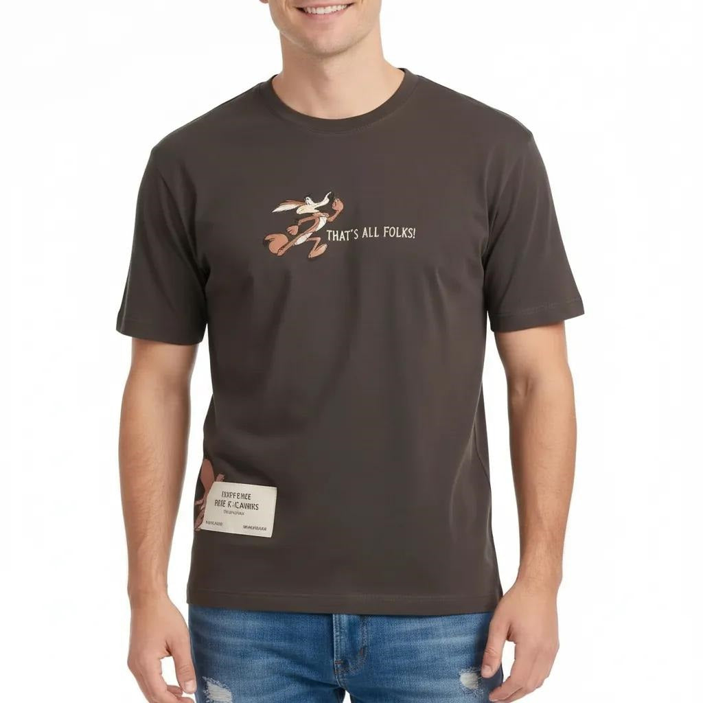 Men Coffee Looney Tunes Printed T-shirt