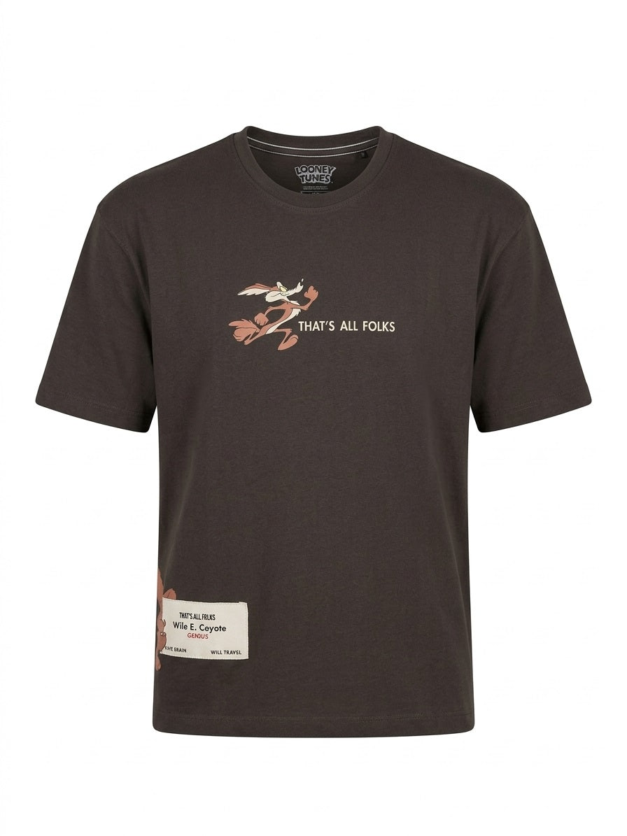 Men Coffee Looney Tunes Printed T-shirt